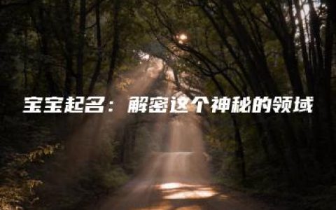 宝宝起名：解密这个神秘的领域