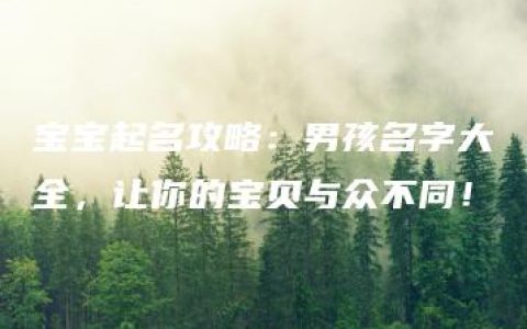 宝宝起名攻略：男孩名字大全，让你的宝贝与众不同！