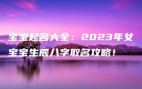 宝宝起名大全：2023年女宝宝生辰八字取名攻略！