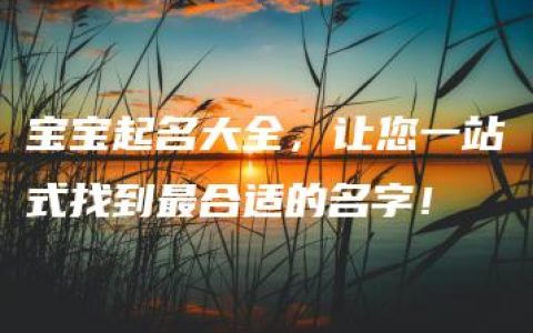 宝宝起名大全，让您一站式找到最合适的名字！