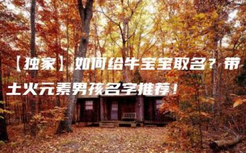 【独家】如何给牛宝宝取名？带土火元素男孩名字推荐！