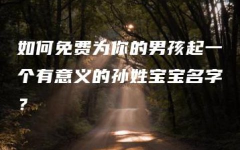 如何免费为你的男孩起一个有意义的孙姓宝宝名字？