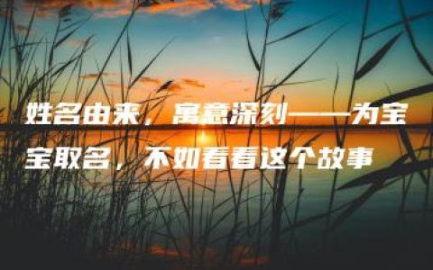 姓名由来，寓意深刻——为宝宝取名，不如看看这个故事