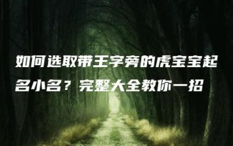 如何选取带王字旁的虎宝宝起名小名？完整大全教你一招