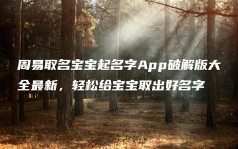 周易取名宝宝起名字App破解版大全最新，轻松给宝宝取出好名字