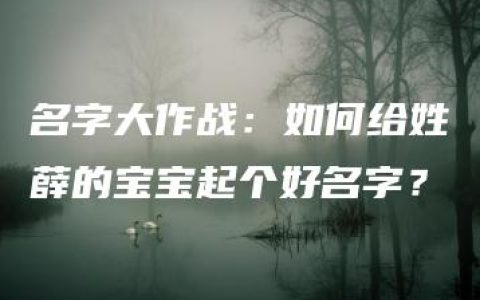 名字大作战：如何给姓薛的宝宝起个好名字？