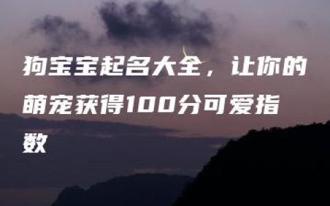 狗宝宝起名大全，让你的萌宠获得100分可爱指数