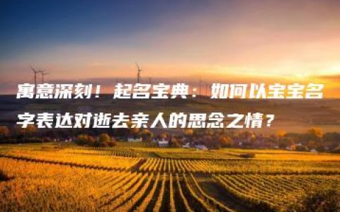 寓意深刻！起名宝典：如何以宝宝名字表达对逝去亲人的思念之情？