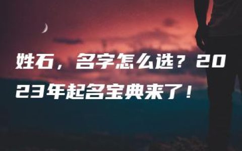 姓石，名字怎么选？2023年起名宝典来了！