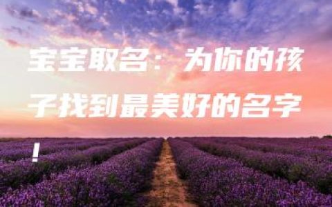 宝宝取名：为你的孩子找到最美好的名字！