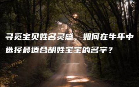 寻觅宝贝姓名灵感，如何在牛年中选择最适合胡姓宝宝的名字？