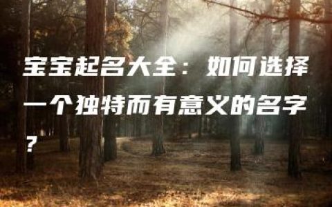 宝宝起名大全：如何选择一个独特而有意义的名字？