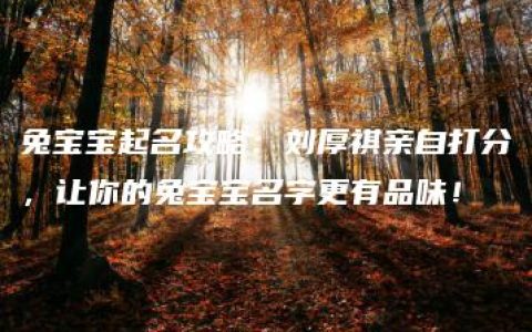 兔宝宝起名攻略：刘厚祺亲自打分，让你的兔宝宝名字更有品味！