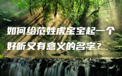 如何给范姓虎宝宝起一个好听又有意义的名字？