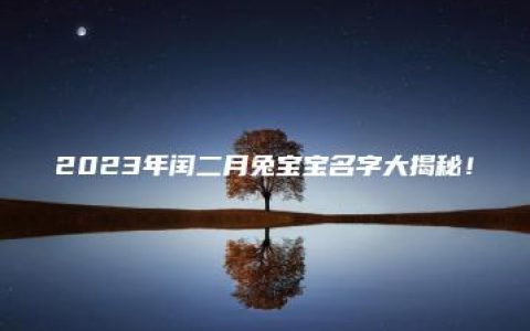 2023年闰二月兔宝宝名字大揭秘！