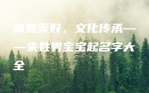 寓意美好，文化传承——朱姓男宝宝起名字大全