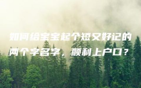 如何给宝宝起个短又好记的两个字名字，顺利上户口？