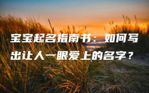 宝宝起名指南书：如何写出让人一眼爱上的名字？