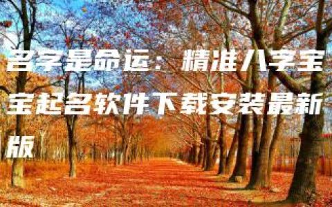 名字是命运：精准八字宝宝起名软件下载安装最新版