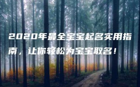 2020年最全宝宝起名实用指南，让你轻松为宝宝取名！