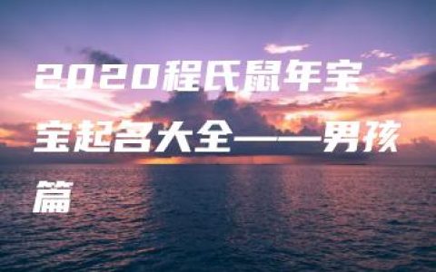 2020程氏鼠年宝宝起名大全——男孩篇