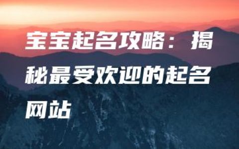 宝宝起名攻略：揭秘最受欢迎的起名网站