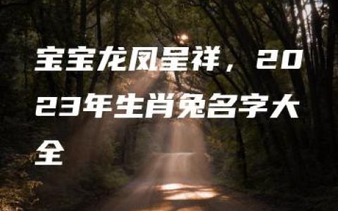 宝宝龙凤呈祥，2023年生肖兔名字大全