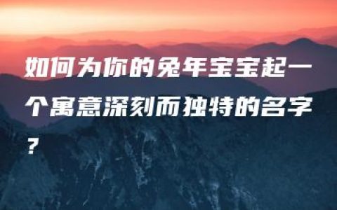 如何为你的兔年宝宝起一个寓意深刻而独特的名字？