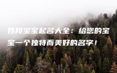 姓段宝宝起名大全：给您的宝宝一个独特而美好的名字！