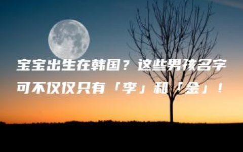 宝宝出生在韩国？这些男孩名字可不仅仅只有「李」和「金」！