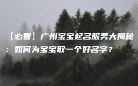 【必看】广州宝宝起名服务大揭秘：如何为宝宝取一个好名字？