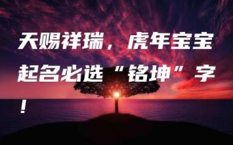 天赐祥瑞，虎年宝宝起名必选“铭坤”字！