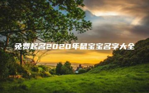 免费起名2020年鼠宝宝名字大全