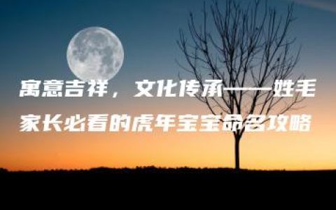 寓意吉祥，文化传承——姓毛家长必看的虎年宝宝命名攻略