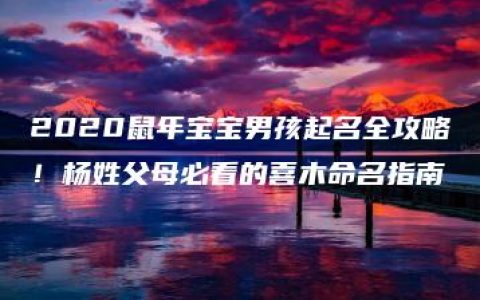 2020鼠年宝宝男孩起名全攻略！杨姓父母必看的喜木命名指南