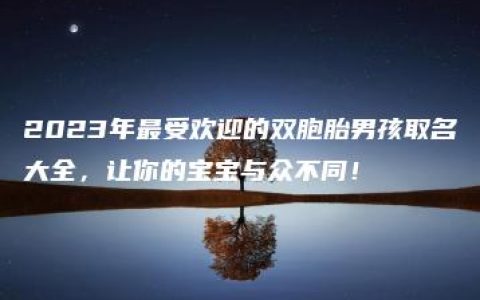 2023年最受欢迎的双胞胎男孩取名大全，让你的宝宝与众不同！