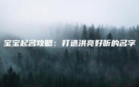 宝宝起名攻略：打造洪亮好听的名字