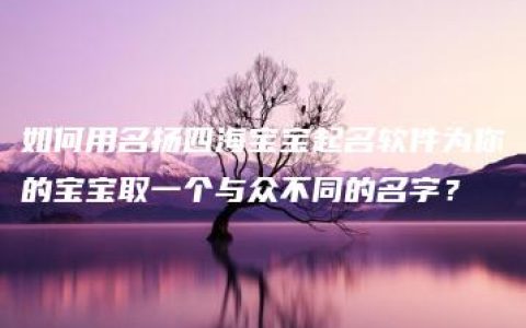 如何用名扬四海宝宝起名软件为你的宝宝取一个与众不同的名字？