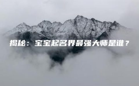 揭秘：宝宝起名界最强大师是谁？