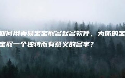 如何用美易宝宝取名起名软件，为你的宝宝取一个独特而有意义的名字？