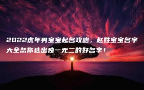 2022虎年男宝宝起名攻略，赵姓宝宝名字大全帮你选出独一无二的好名字！