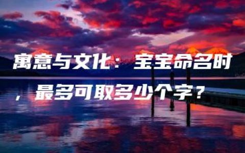 寓意与文化：宝宝命名时，最多可取多少个字？