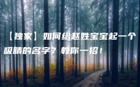 【独家】如何给赵姓宝宝起一个吸睛的名字？教你一招！