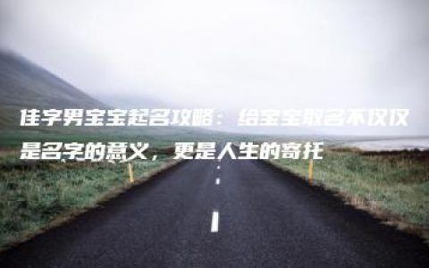 佳字男宝宝起名攻略：给宝宝取名不仅仅是名字的意义，更是人生的寄托