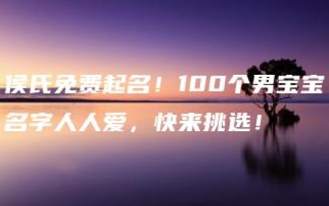 侯氏免费起名！100个男宝宝名字人人爱，快来挑选！