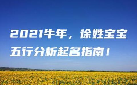 2021牛年，徐姓宝宝五行分析起名指南！