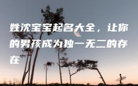 姓沈宝宝起名大全，让你的男孩成为独一无二的存在