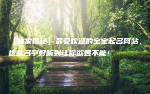 【独家揭秘】最受欢迎的宝宝起名网站，这些名字好听到让你欲罢不能！