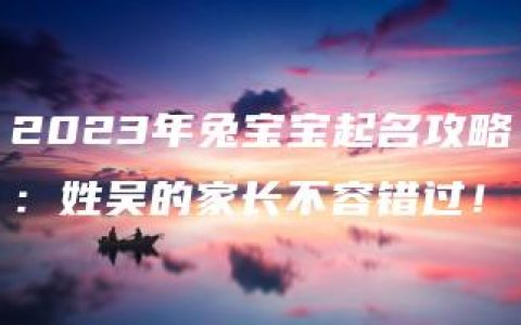 2023年兔宝宝起名攻略：姓吴的家长不容错过！