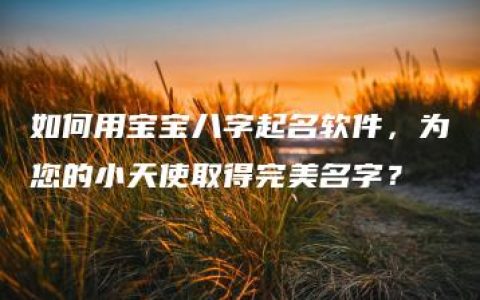 如何用宝宝八字起名软件，为您的小天使取得完美名字？